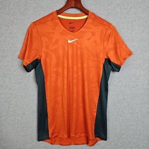 Nike Court Advantage Dri FIT Orange Tennis Shirt Mens Size Med DX5537-893 New